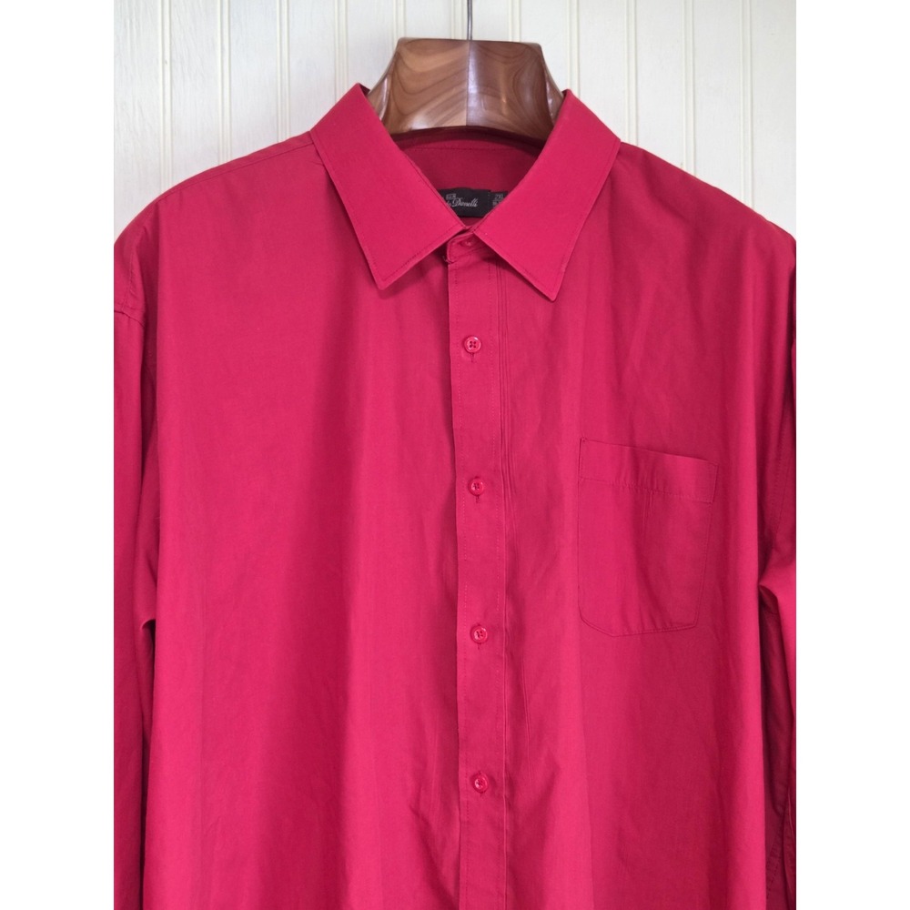 Alberto Danelli Shirt Mens 2XL Red‎ Long Sleeve Button Front Dress Pocket